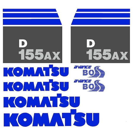 Aftermarket New D155AX Komatsu Dozer Decal Set with Blue Avance Decals KOMD155AXDECALSET